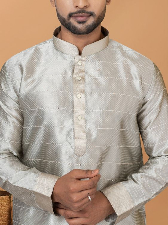 Picture of Marvelous Silk Grey Kurta Pajama