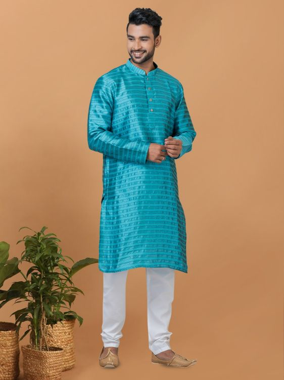 Picture of Enticing Silk Blue Kurta Pajama