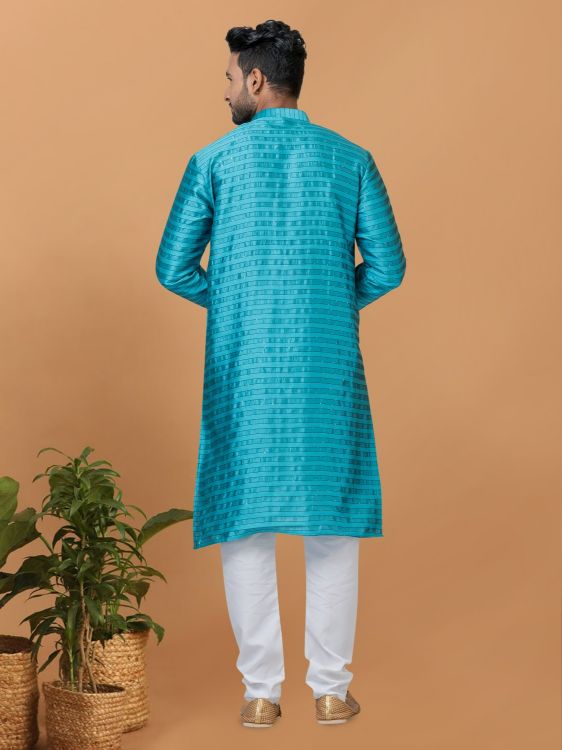 Picture of Enticing Silk Blue Kurta Pajama