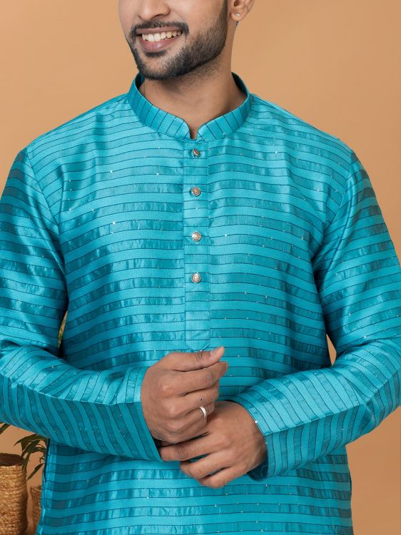 Picture of Enticing Silk Blue Kurta Pajama