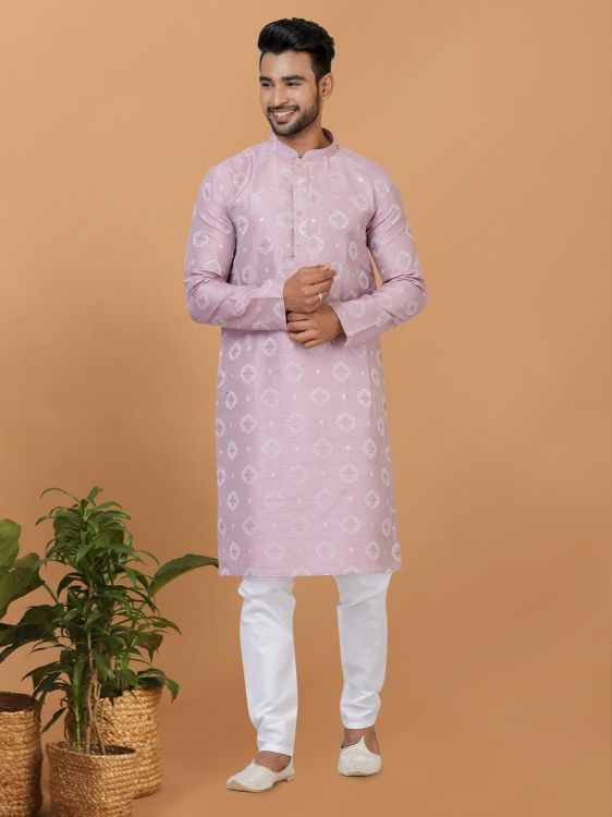 Picture of Superb Silk Lavender Kurta Pajama