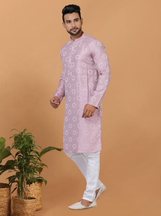 Picture of Superb Silk Lavender Kurta Pajama