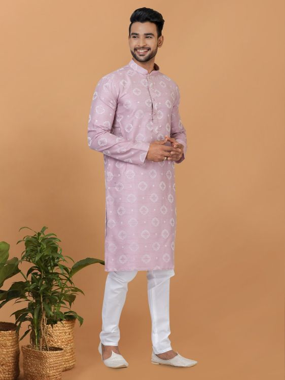 Picture of Superb Silk Lavender Kurta Pajama