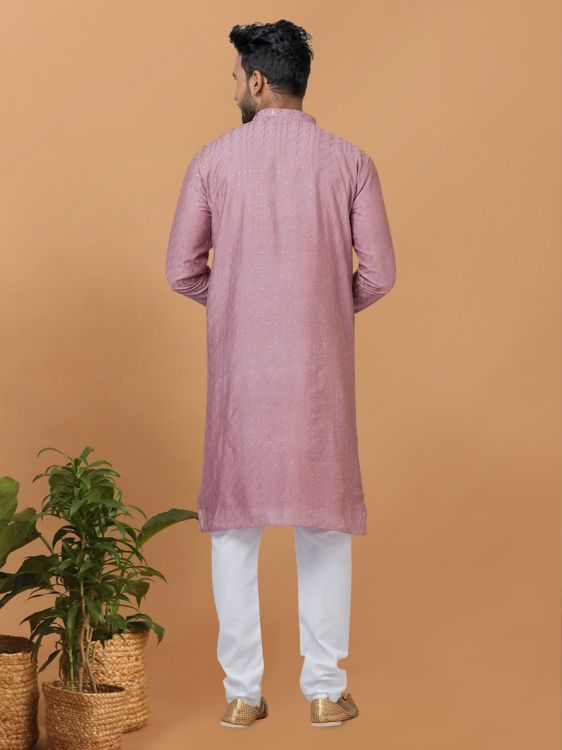 Picture of Alluring Viscose Cotton Light Pink Kurta Pajama