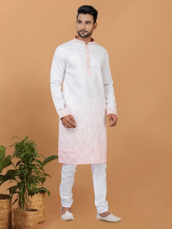 Picture of Alluring Silk White Kurta Pajama