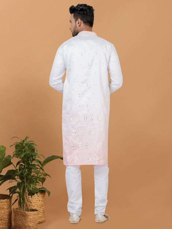 Picture of Alluring Silk White Kurta Pajama