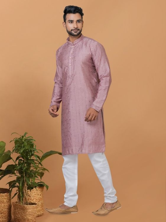 Picture of Shapely Viscose Cotton Mauve Pink Kurta Pajama