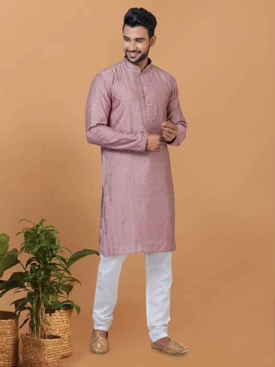 Picture of Shapely Viscose Cotton Mauve Pink Kurta Pajama