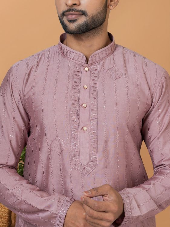 Picture of Shapely Viscose Cotton Mauve Pink Kurta Pajama