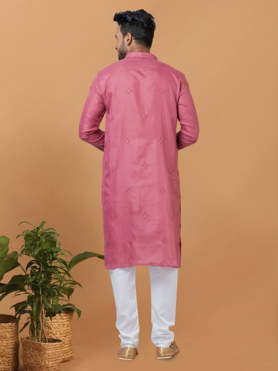 Picture of Appealing Poly Cotton Pink Kurta Pajama