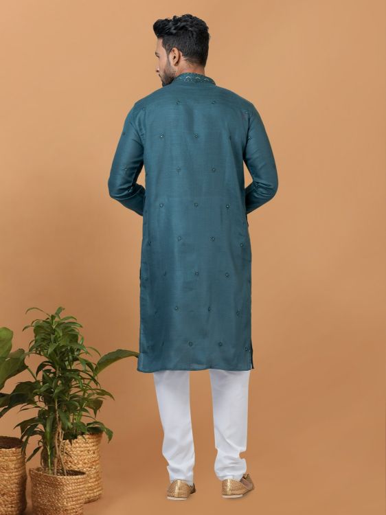 Picture of Bewitching Poly Cotton Blue Kurta Pajama