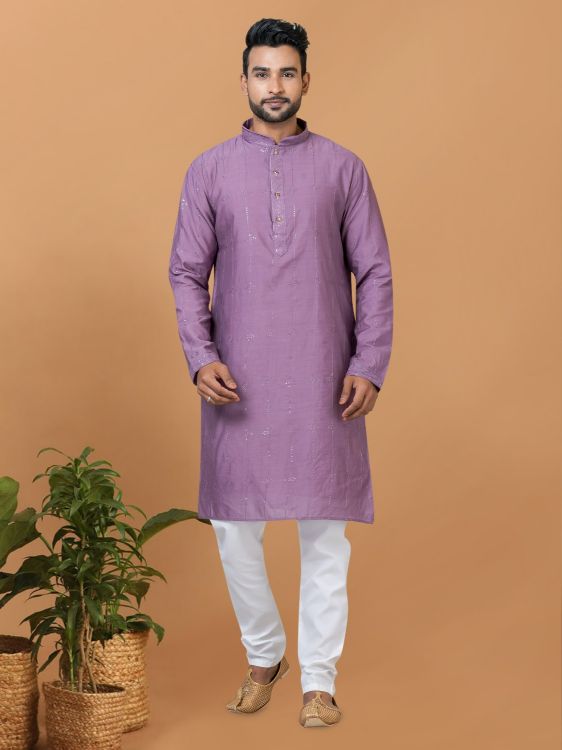 Picture of Amazing Viscose Cotton Purple Kurta Pajama