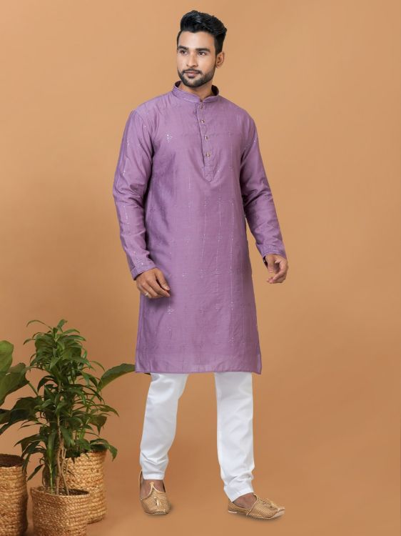 Picture of Amazing Viscose Cotton Purple Kurta Pajama