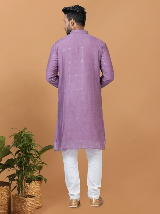 Picture of Amazing Viscose Cotton Purple Kurta Pajama