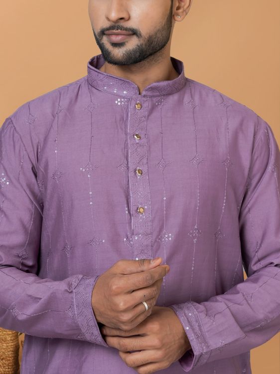 Picture of Amazing Viscose Cotton Purple Kurta Pajama