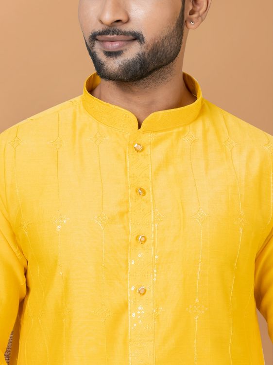 Picture of Admirable Viscose Cotton Yellow Kurta Pajama