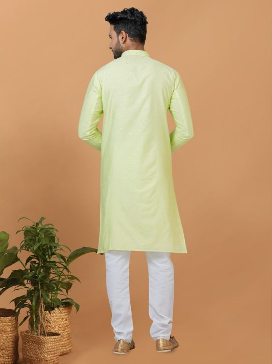Picture of Delightful Viscose Cotton Light Green Kurta Pajama