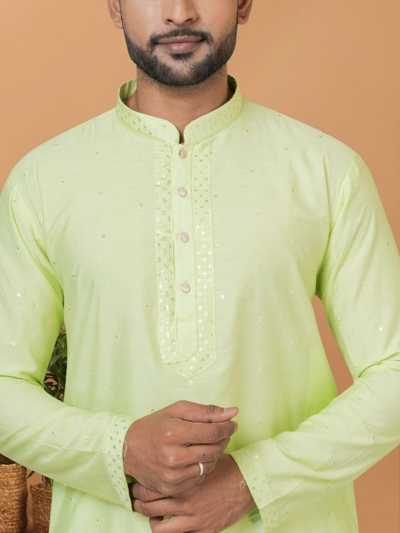 Picture of Delightful Viscose Cotton Light Green Kurta Pajama