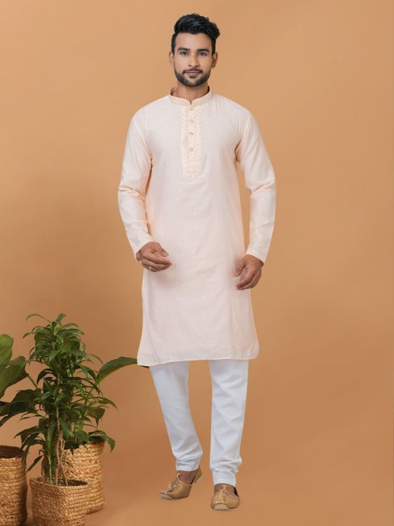 Picture of Admirable Viscose Cotton Light Pink Kurta Pajama