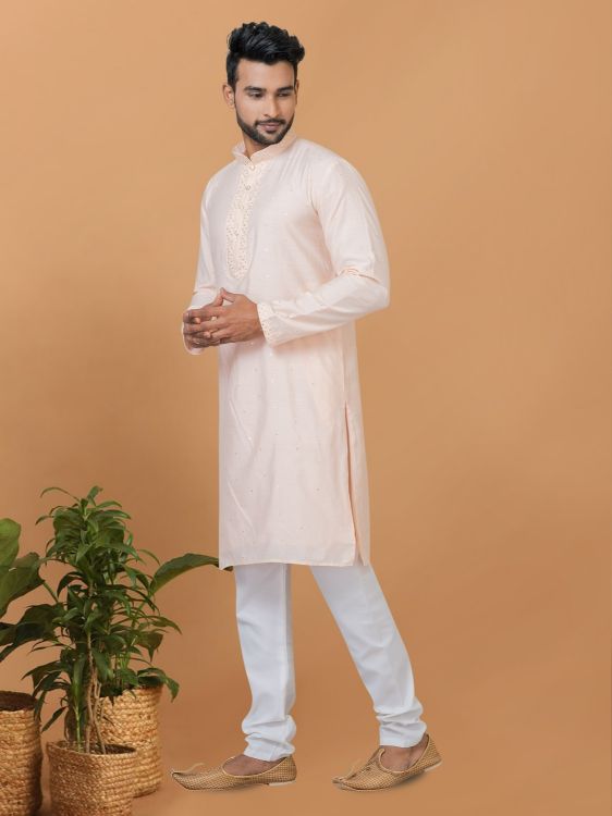 Picture of Admirable Viscose Cotton Light Pink Kurta Pajama