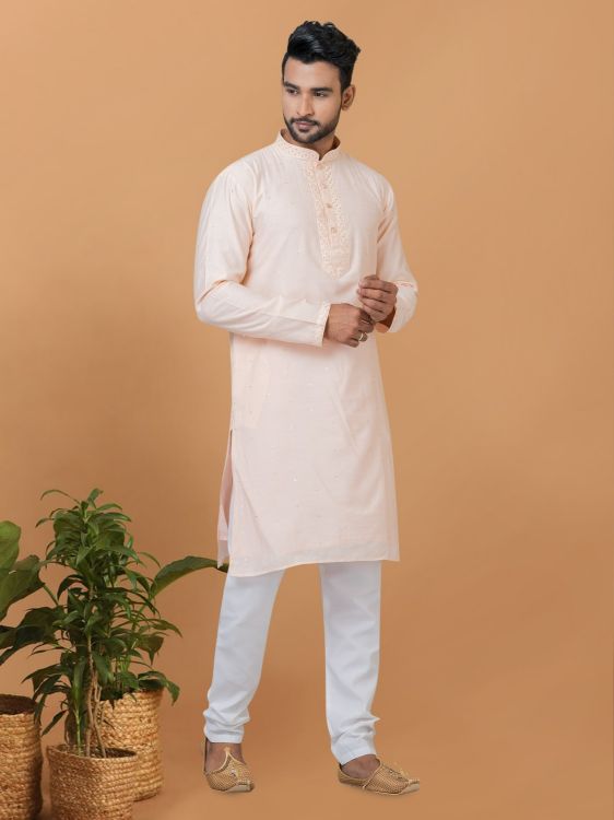 Picture of Admirable Viscose Cotton Light Pink Kurta Pajama
