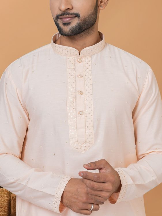 Picture of Admirable Viscose Cotton Light Pink Kurta Pajama