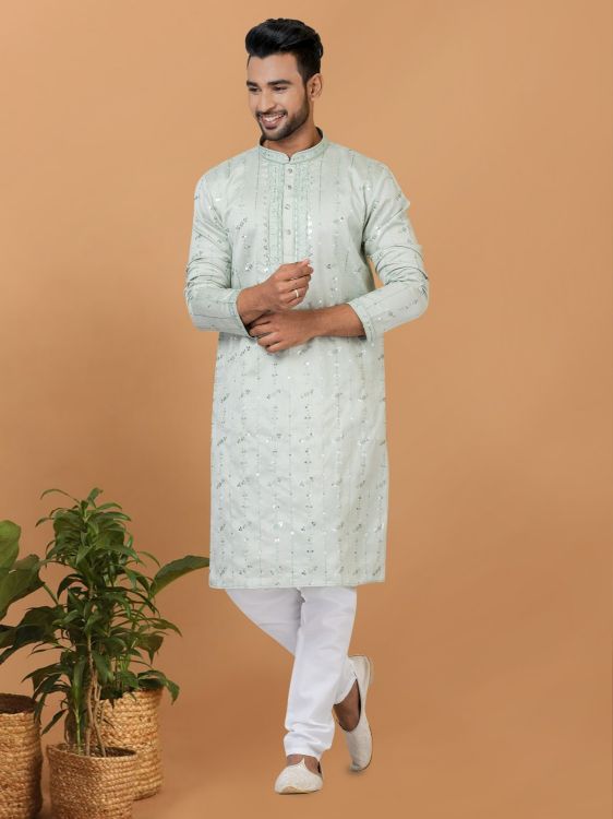 Picture of Designer Party Wear Poly Cotton Kurta Pajama