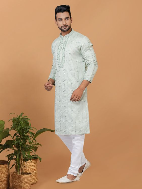 Picture of Designer Party Wear Poly Cotton Kurta Pajama