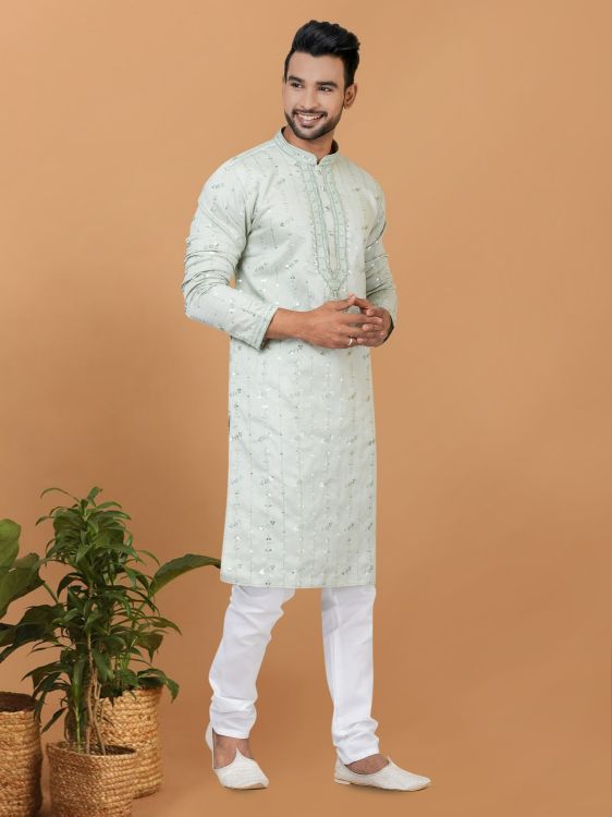 Picture of Designer Party Wear Poly Cotton Kurta Pajama