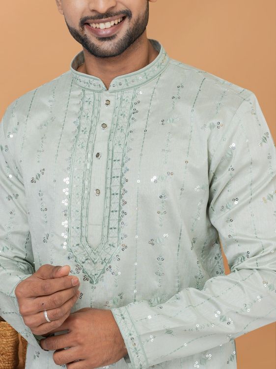 Picture of Designer Party Wear Poly Cotton Kurta Pajama
