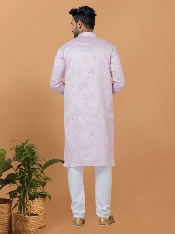 Picture of Enticing Silk Light Pink Kurta Pajama