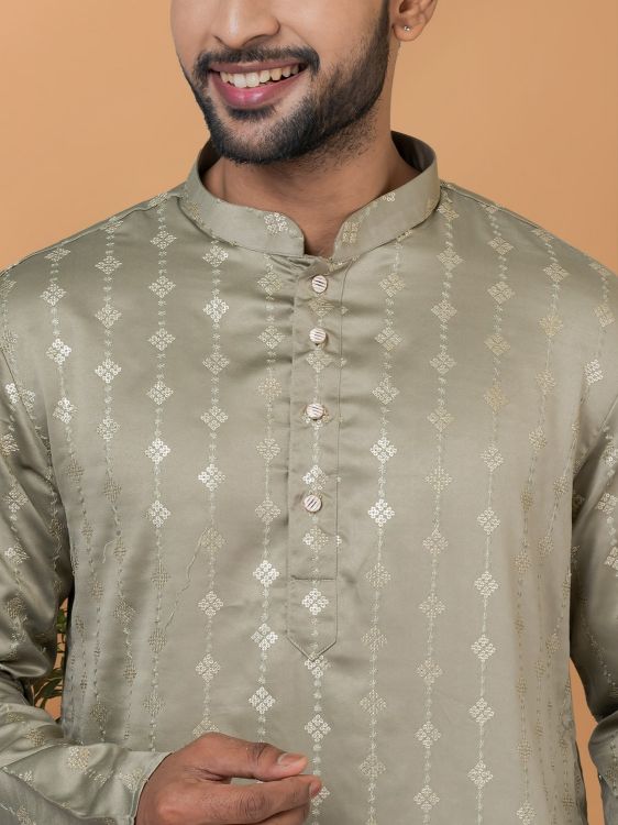 Picture of Well Formed Semi Gaji Silk Light Green Kurta Pajama