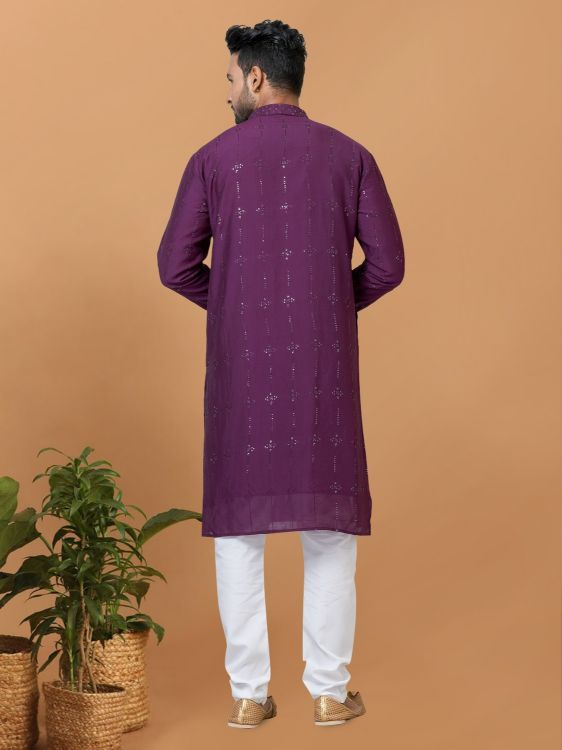 Picture of Grand Viscose Cotton Purple Kurta Pajama