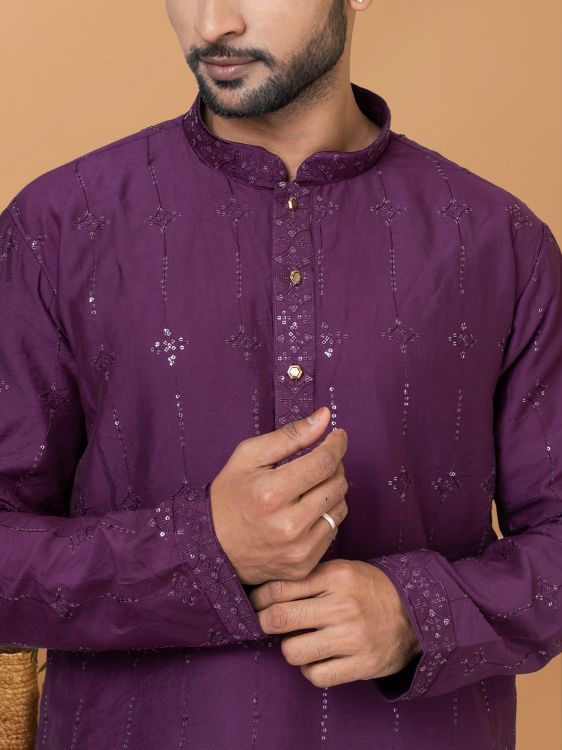 Picture of Grand Viscose Cotton Purple Kurta Pajama