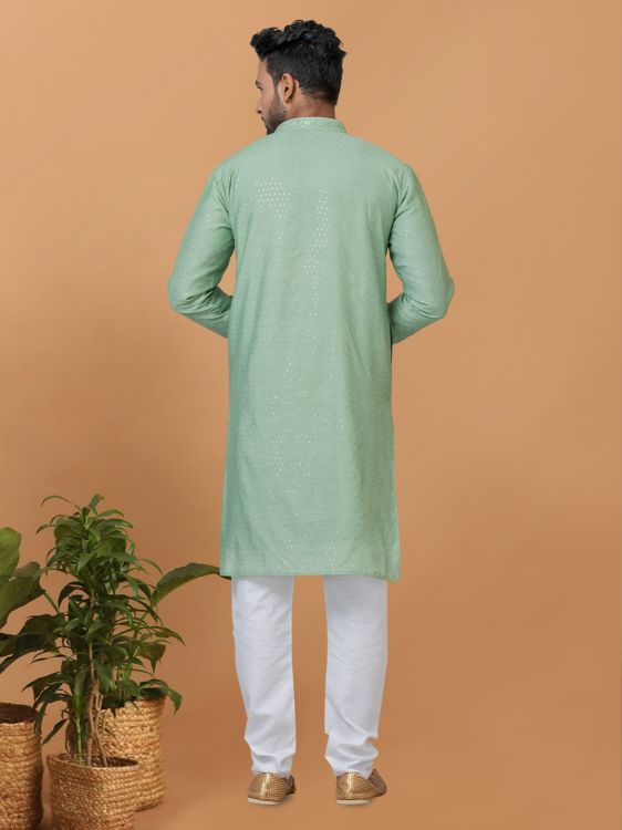 Picture of Sublime Viscose Cotton Light Green Kurta Pajama