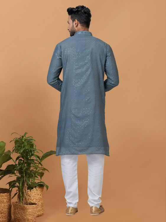 Picture of Nice Viscose Cotton Blue Kurta Pajama