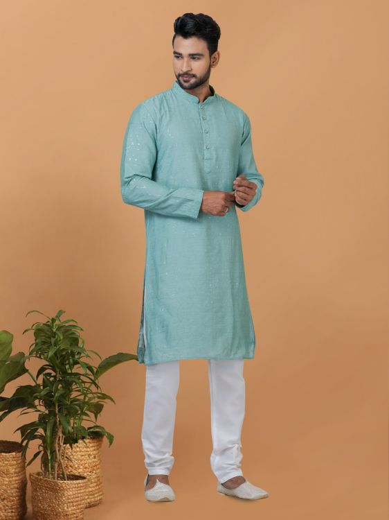 Picture of Magnificent Viscose Cotton Blue Kurta Pajama