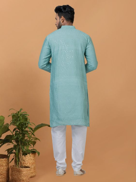 Picture of Magnificent Viscose Cotton Blue Kurta Pajama