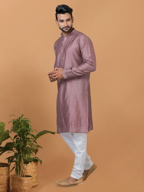 Picture of Delightful Viscose Cotton Pink Kurta Pajama