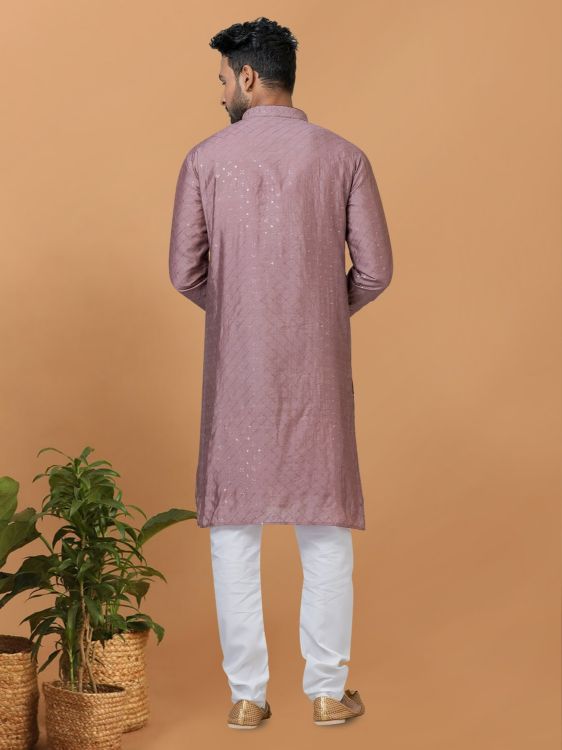 Picture of Delightful Viscose Cotton Pink Kurta Pajama