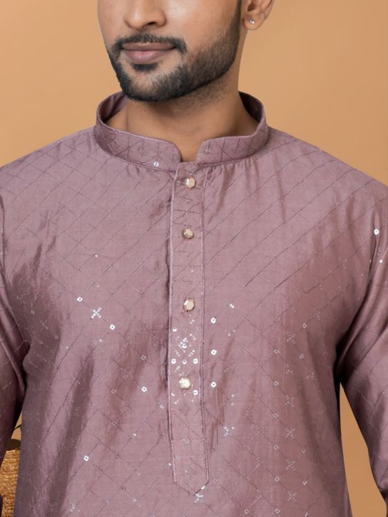 Picture of Delightful Viscose Cotton Pink Kurta Pajama