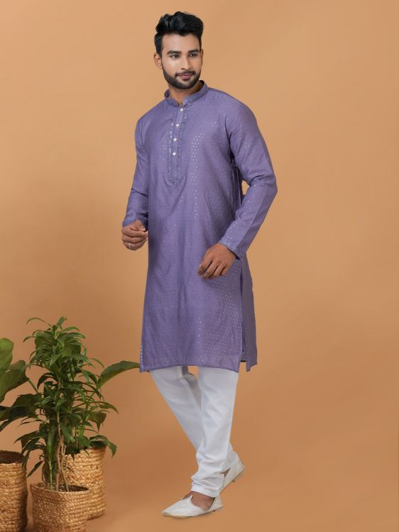 Picture of Pleasing Viscose Cotton Purple Kurta Pajama