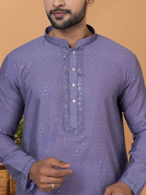 Picture of Pleasing Viscose Cotton Purple Kurta Pajama