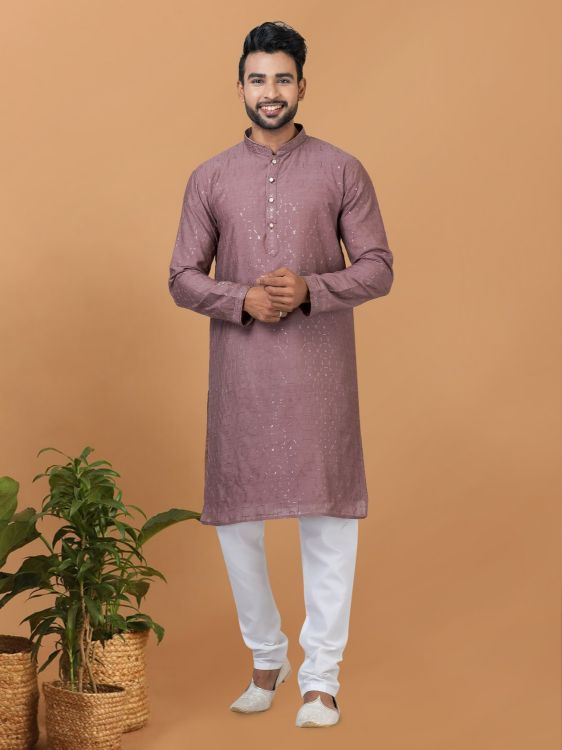 Picture of Shapely Viscose Cotton Pink Kurta Pajama