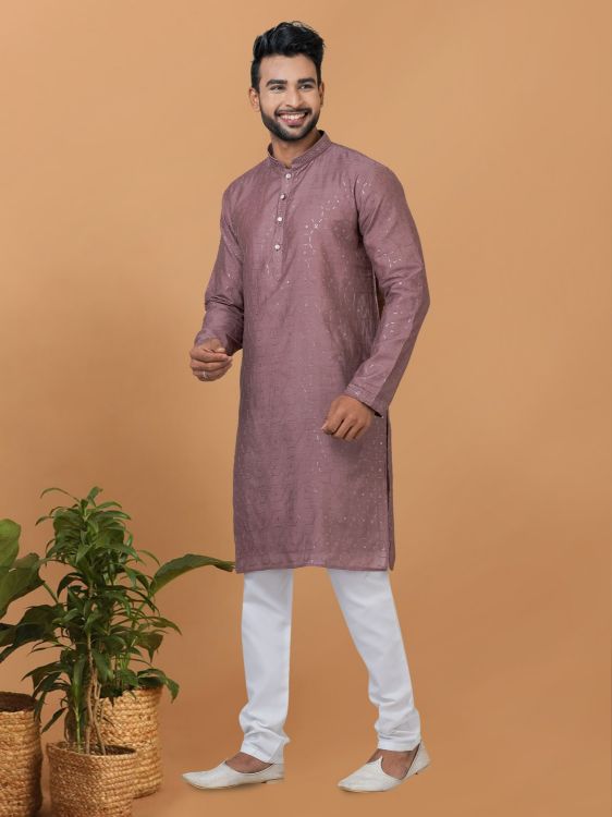 Picture of Shapely Viscose Cotton Pink Kurta Pajama