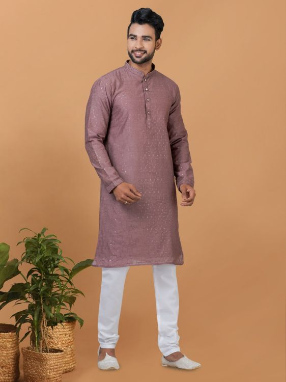 Picture of Shapely Viscose Cotton Pink Kurta Pajama