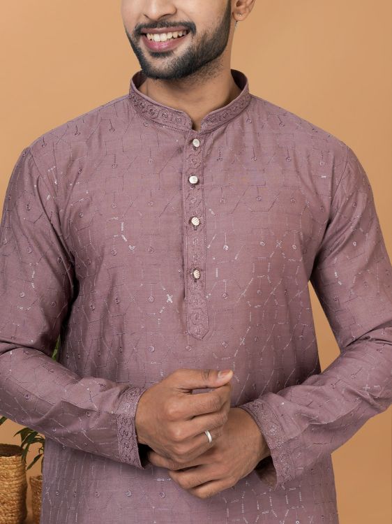 Picture of Shapely Viscose Cotton Pink Kurta Pajama