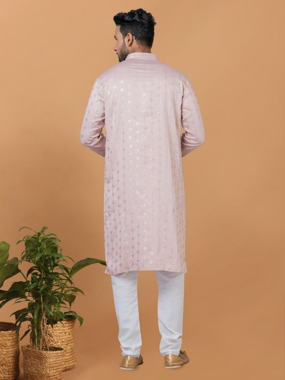 Picture of Gorgeous Semi Gaji Silk Pink Kurta Pajama
