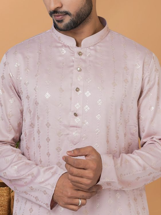 Picture of Gorgeous Semi Gaji Silk Pink Kurta Pajama