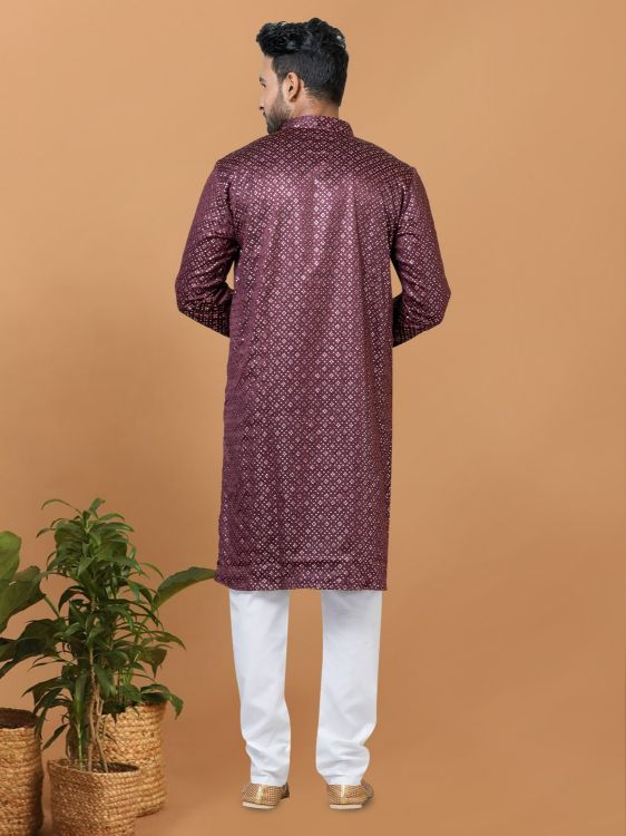 Picture of Designer Function Wear Semi Gaji Silk Kurta Pajama 